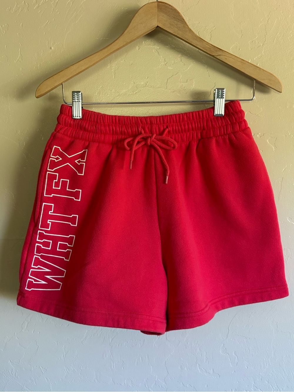 White Fox Keep It Up Red & White High Waisted Sweats Lounge Shorts Size Small